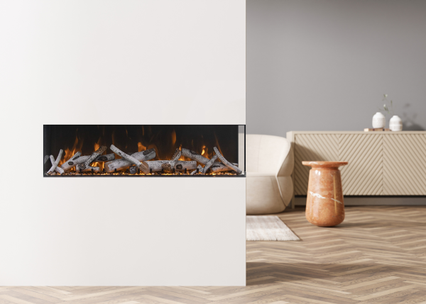 Amantii 72-Tru-View-XL electric fireplace with birch logs