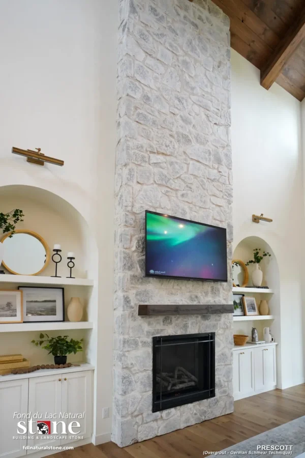 Stonerox Prescott natural stone veneer fireplace