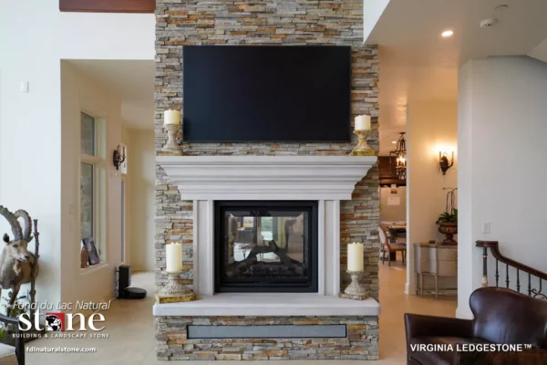 Stonerox Virginia Ledgestone natural stone fireplace